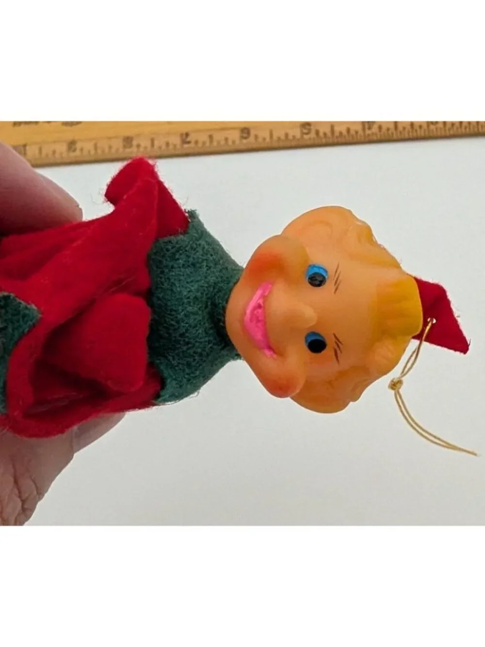 Vintage Japan Pixie Elf Knee Hugger Felt Ornament Christmas MCM 4.5